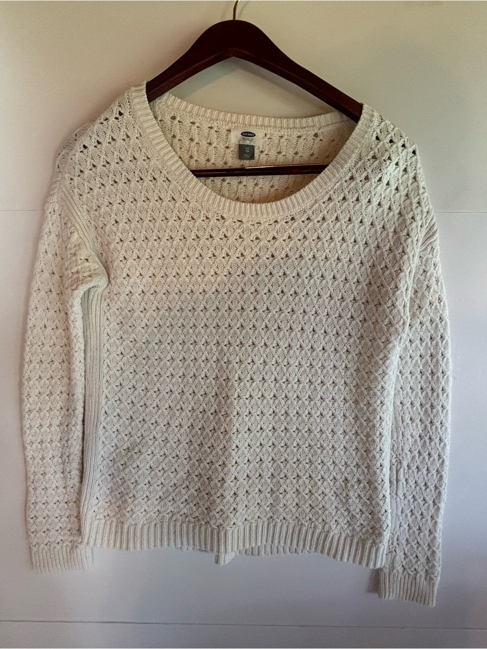 Old Navy Cream Open-Work Crewneck Sweater